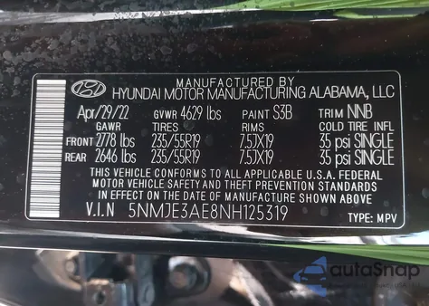 2022 Hyundai Tucson Limited z USA, uszkodzony, nr VIN 5NMJE3AE8NH125319